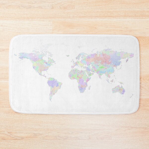Item preview, River Basin Map of the World in Rainbow Colours with White Background designed and sold by GrasshopperGeo.