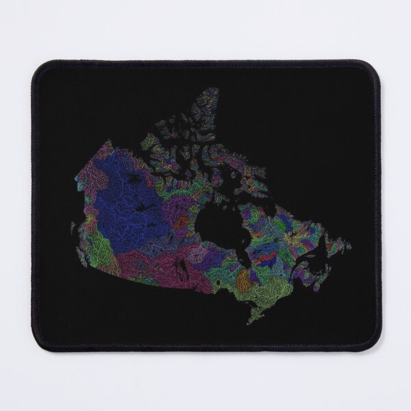 Item preview, Canada River Basin Map in Rainbow Colours with Black Background designed and sold by GrasshopperGeo.