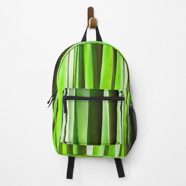 Item preview, Uneven Artistic Vertical Stripes Mid Green Hues designed and sold by taiche.