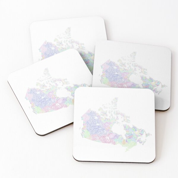 Item preview, Canada River Basin Map in Rainbow Colours with White Background designed and sold by GrasshopperGeo.