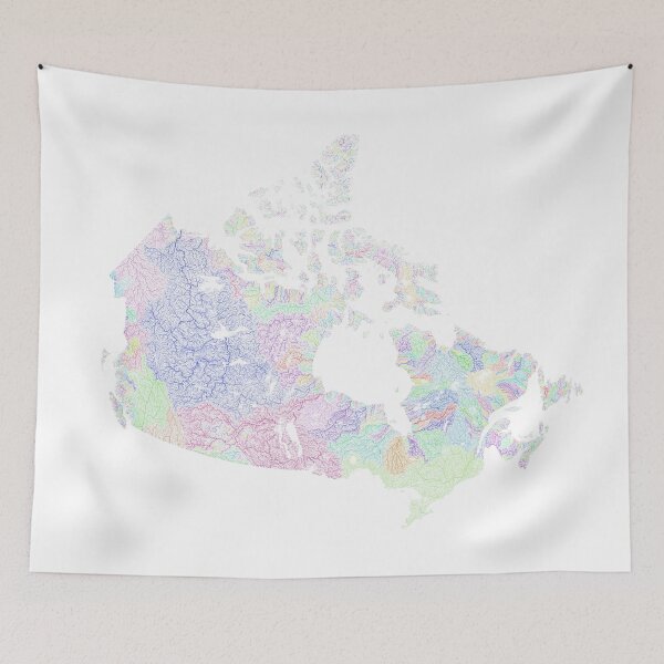 Item preview, Canada River Basin Map in Rainbow Colours with White Background designed and sold by GrasshopperGeo.