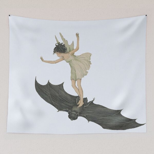 Item preview, Witch on her Black Bat Vintage Fairy Illustration By Ida Rentoul Outwaite  designed and sold by Bellathewilde.