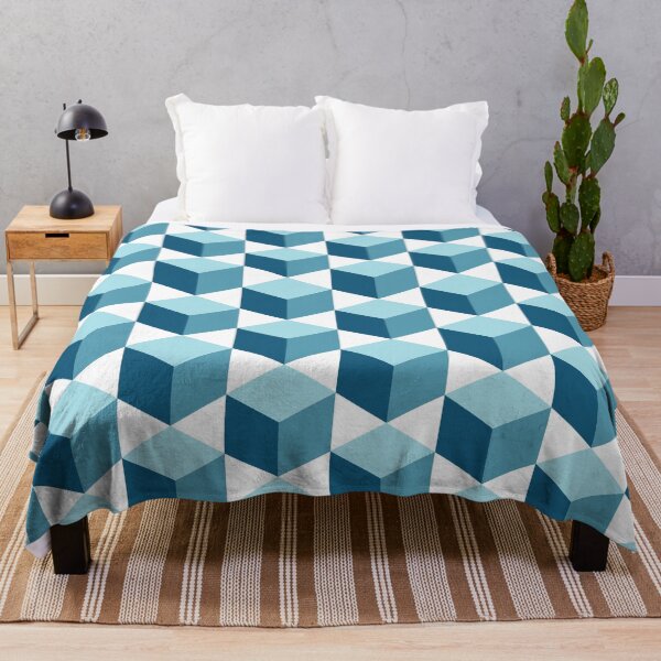 Item preview, Tones of Blue Cubes Pattern designed and sold by bubblyshades.