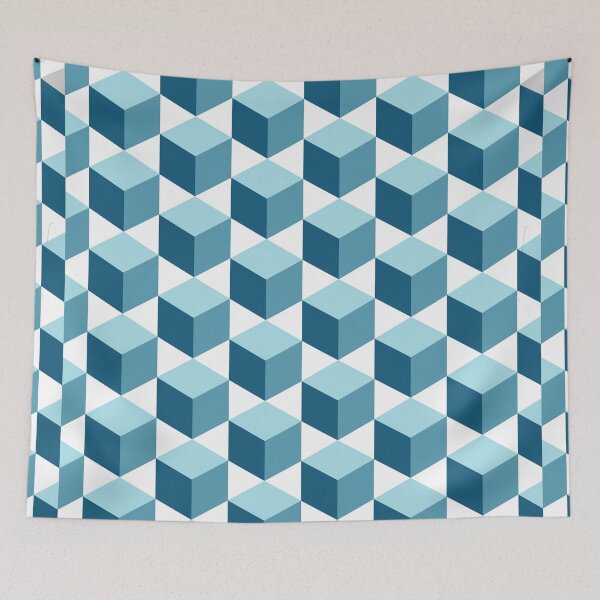 Item preview, Tones of Blue Cubes Pattern designed and sold by bubblyshades.