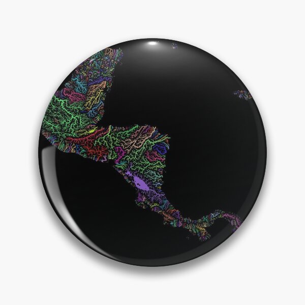 Item preview, Central America River Basin Map in Rainbow Colours with Black Background designed and sold by GrasshopperGeo.