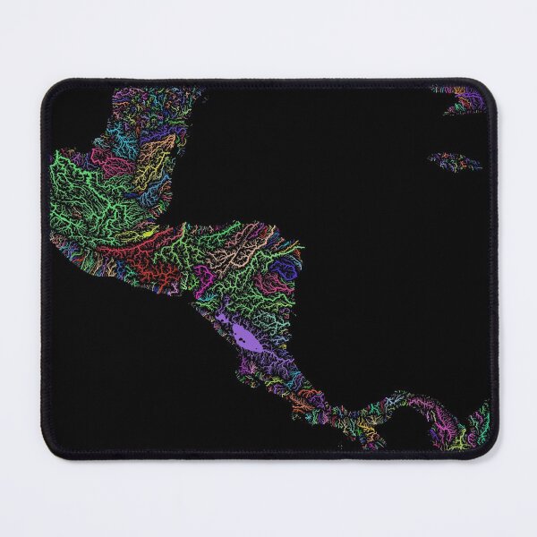 Item preview, Central America River Basin Map in Rainbow Colours with Black Background designed and sold by GrasshopperGeo.