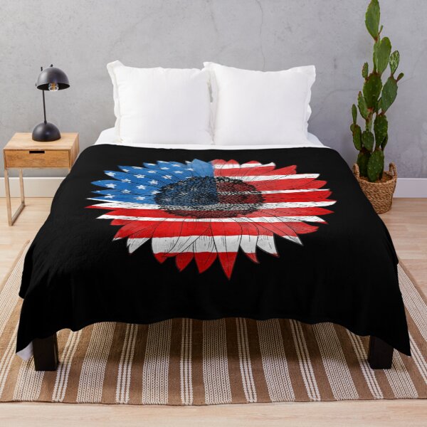Item preview, American Flag Sunflower Drawing 4th July designed and sold by lindafrances.