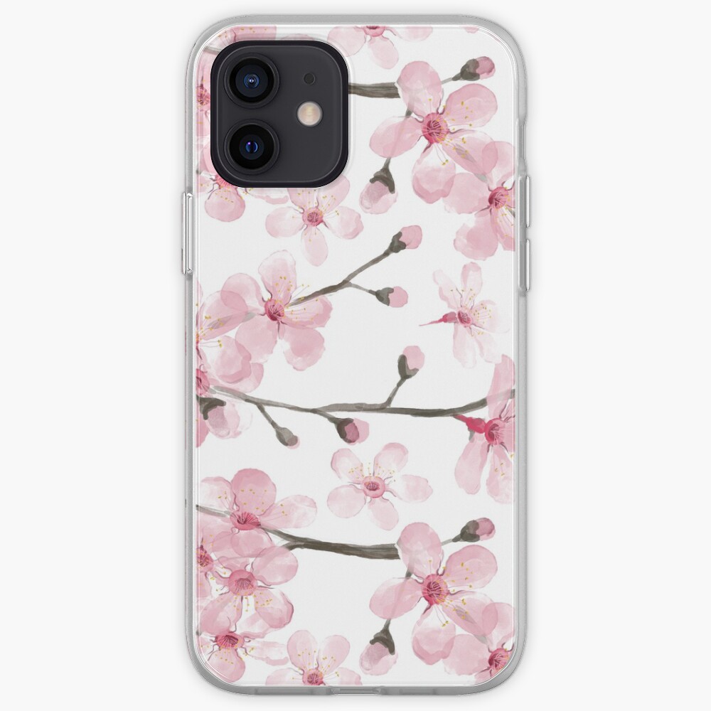 Cherry Blossom watercolor fashion and home decor by Magenta Rose Designs iPhone Case