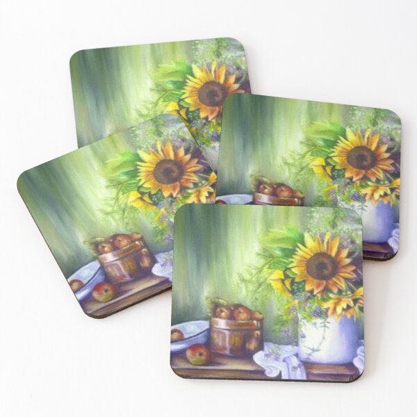 Item preview, SUNFLOWERS AND APPLES, FINE ART PRINT, STILL  LIFE INSPIRED BY NATURE designed and sold by Adri Barnard.