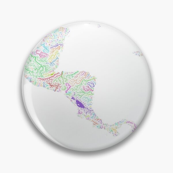 Item preview, Central America River Basin Map in Rainbow Colours with White Background designed and sold by GrasshopperGeo.