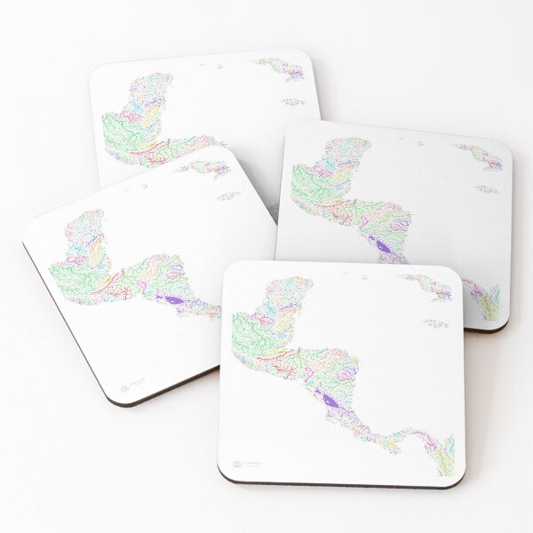 Item preview, Central America River Basin Map in Rainbow Colours with White Background designed and sold by GrasshopperGeo.