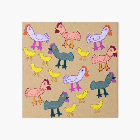 Busy Chickens Art Board Print