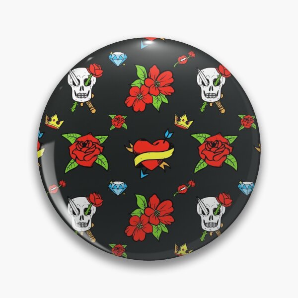 Item preview, Red and Black Aesthetic Rose Skull Tattoo designed and sold by thecooltable.