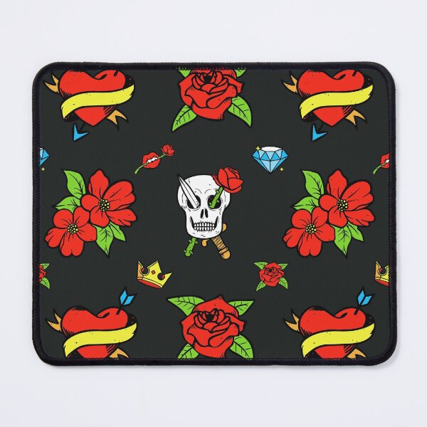 Item preview, Red and Black Aesthetic Rose Skull Tattoo designed and sold by thecooltable.