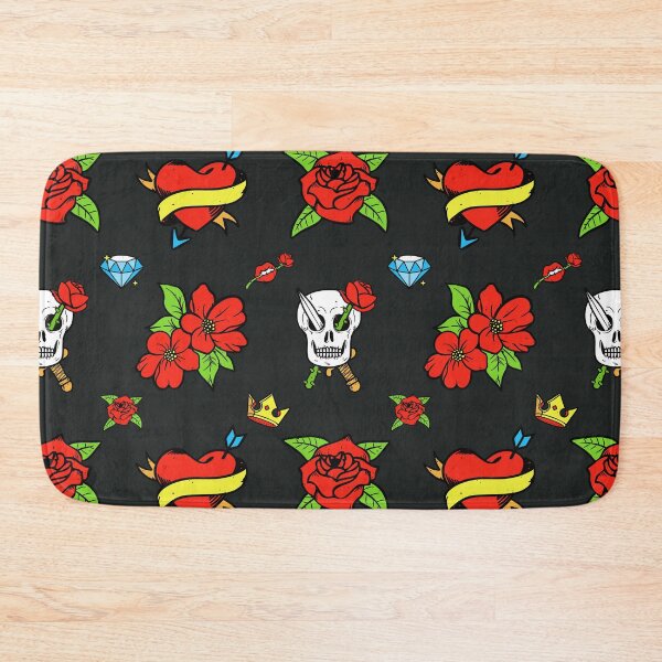 Item preview, Red and Black Aesthetic Rose Skull Tattoo designed and sold by thecooltable.