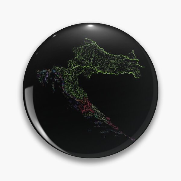 Item preview, Croatia River Basin Map in Rainbow Colours with Black Background designed and sold by GrasshopperGeo.