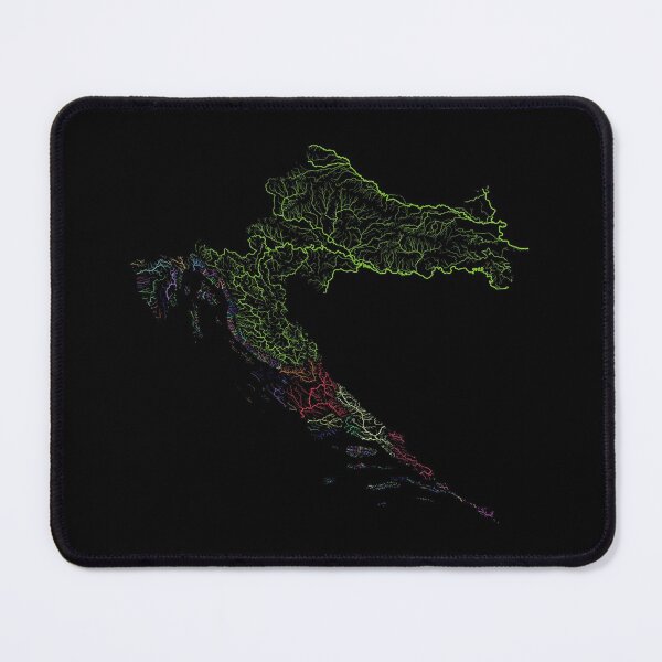 Item preview, Croatia River Basin Map in Rainbow Colours with Black Background designed and sold by GrasshopperGeo.