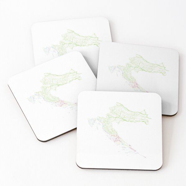 Item preview, Croatia River Basin Map in Rainbow Colours with White Background designed and sold by GrasshopperGeo.