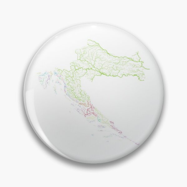 Item preview, Croatia River Basin Map in Rainbow Colours with White Background designed and sold by GrasshopperGeo.