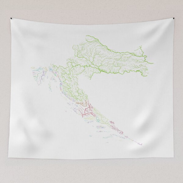 Item preview, Croatia River Basin Map in Rainbow Colours with White Background designed and sold by GrasshopperGeo.