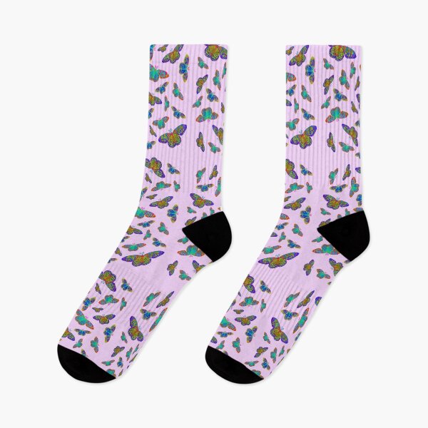Item preview, Colorful butterflies on baby pink  designed and sold by MarionsArt.