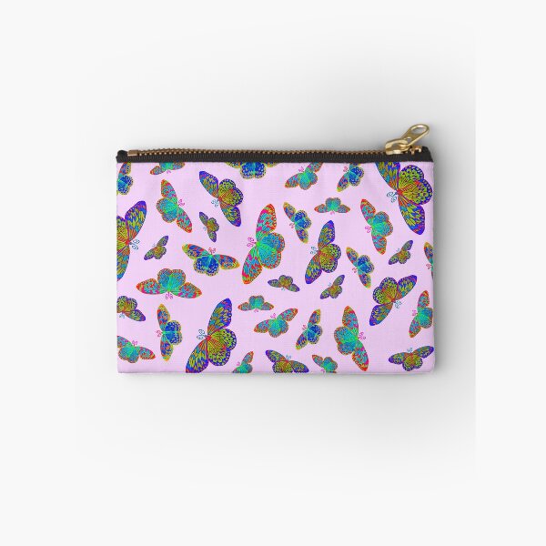 Item preview, Colorful butterflies on baby pink  designed and sold by MarionsArt.