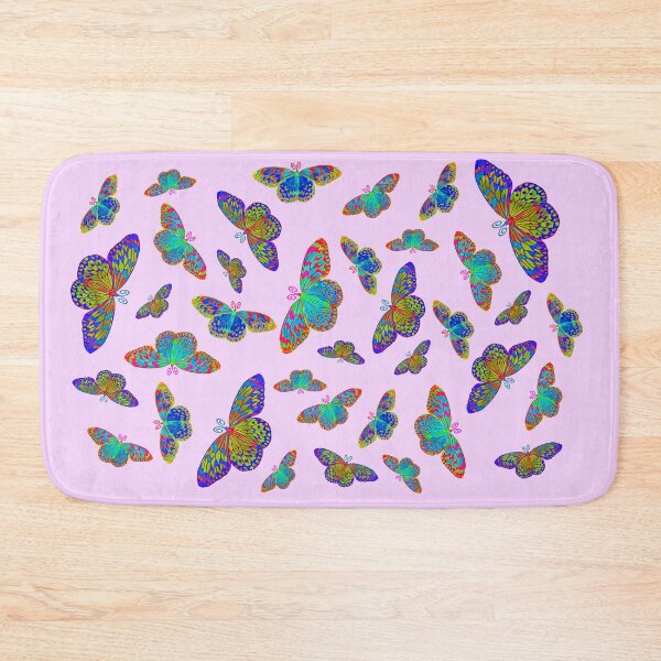 Item preview, Colorful butterflies on baby pink  designed and sold by MarionsArt.