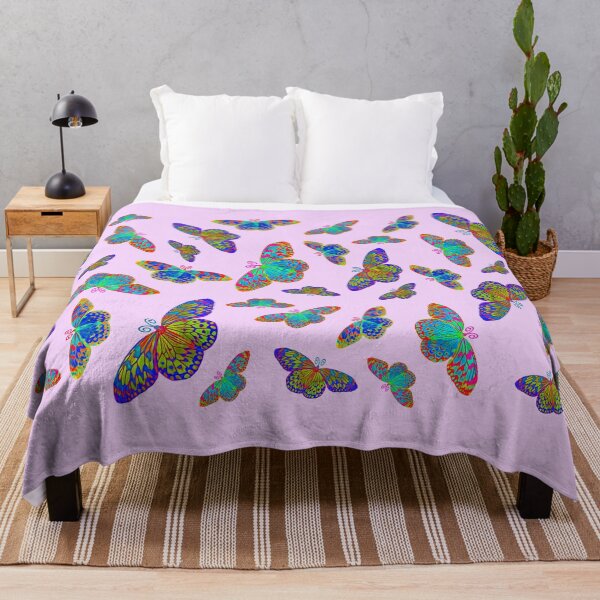 Item preview, Colorful butterflies on baby pink  designed and sold by MarionsArt.