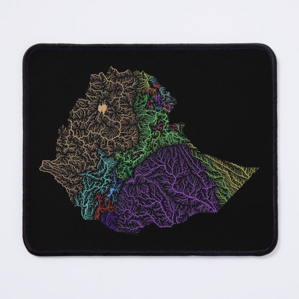 Item preview, Ethiopia River Basin Map in Rainbow Colours with Black Background designed and sold by GrasshopperGeo.