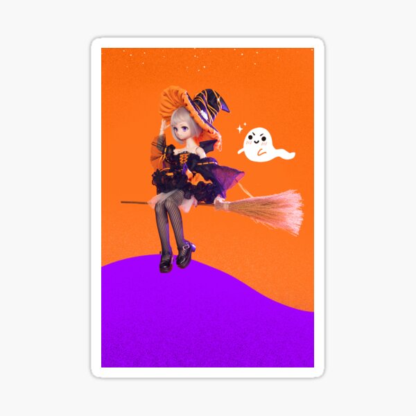 ¡Witchy Glitch volando! Pegatina