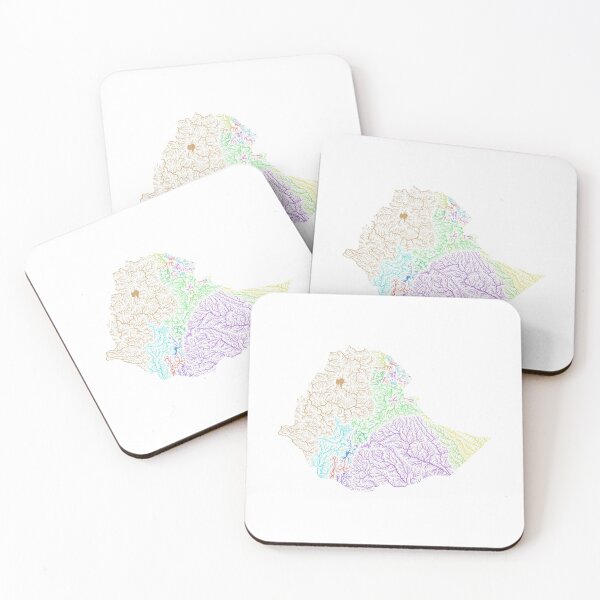 Item preview, Ethiopia River Basin Map in Rainbow Colours with White Background designed and sold by GrasshopperGeo.