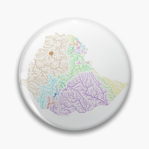 Item preview, Ethiopia River Basin Map in Rainbow Colours with White Background designed and sold by GrasshopperGeo.