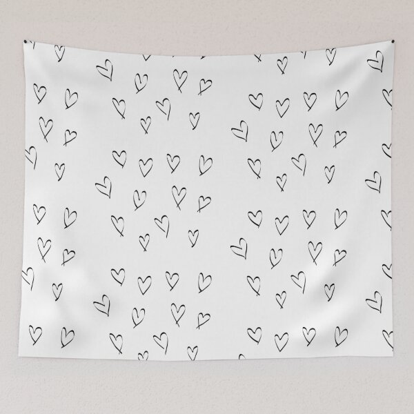 Item preview, hearts sketches pattern white background designed and sold by DiviaDesigns.