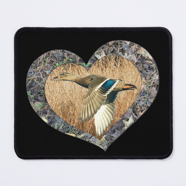 Item preview, Mallard Duck Flying in Camo Heart for Duck Hunters and Outdoorsmen designed and sold by LifeCrush.