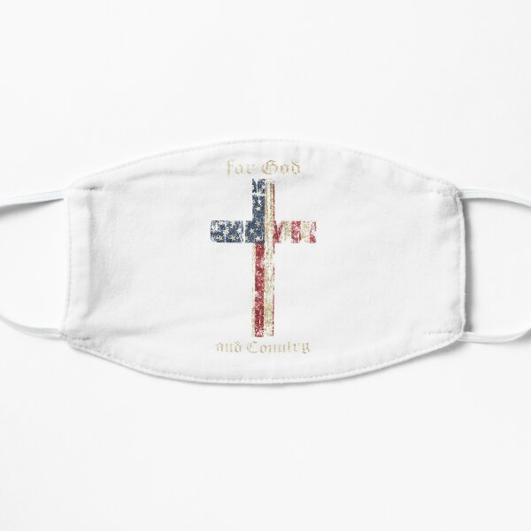For God And Country Cross American Flag Faith Us Patriotic Flat Mask