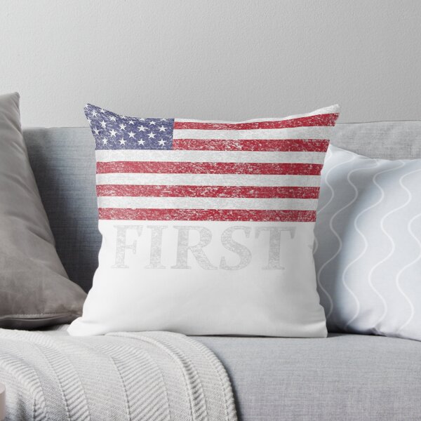 America First Usa American Flag Patriot Stars And Stripes   Throw Pillow
