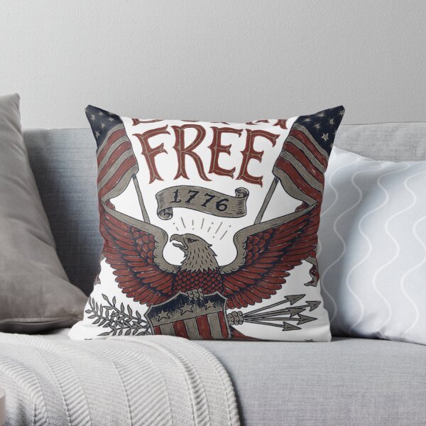 Vintage Born Free Eagle American Flag 1776 4th Of July Usa Throw Pillow