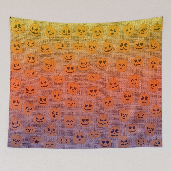 Item preview, Spooky Halloween Carved Pumpkin Face Pattern On Burlap designed and sold by LashCreations.