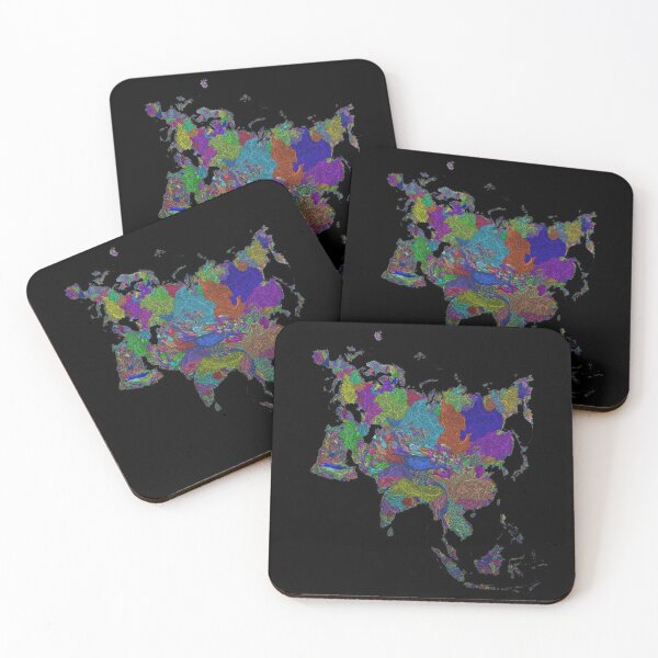 Item preview, Eurasia River Basin Map in Rainbow Colours with Black Background designed and sold by GrasshopperGeo.