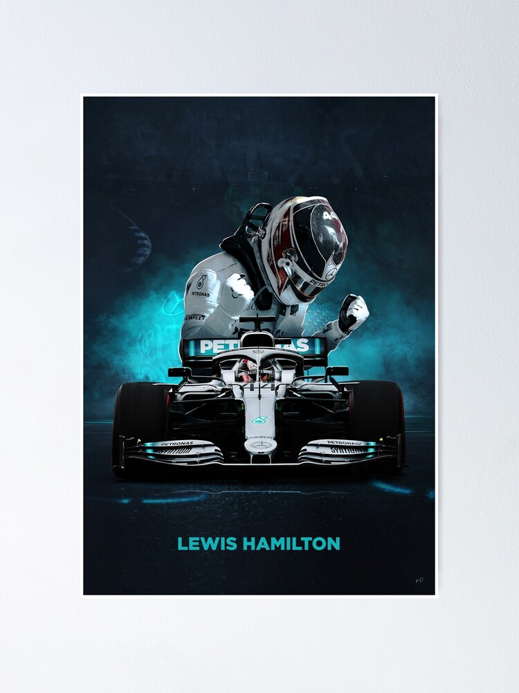 Lewis Hamilton 7 cars world championship poster - Formula 1 wall print