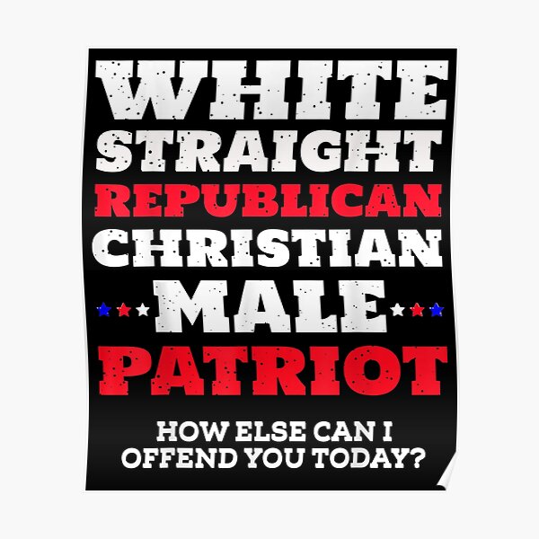 Mens White Straight Republican Christian Male Patriot Poster