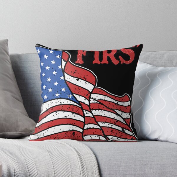 America First Usa American Patriot Flag Memorial Day Vintage Throw Pillow