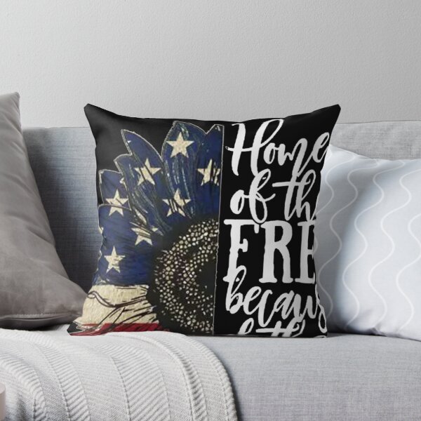 Womens American Flag Patriot Home Of The Free Because Of The Brave V-neck Throw Pillow