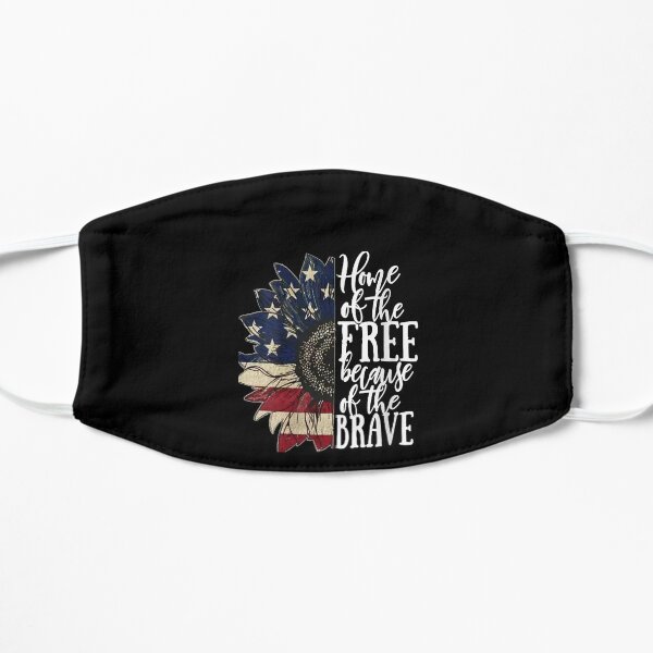 Womens American Flag Patriot Home Of The Free Because Of The Brave V-neck Flat Mask