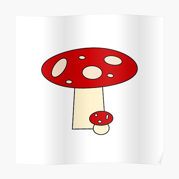 Big and small red mushrooms Poster