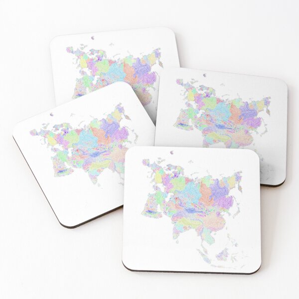Item preview, Eurasia River Basin Map in Rainbow Colours with White Background designed and sold by GrasshopperGeo.
