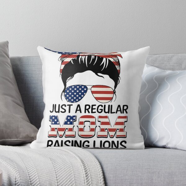 Just A Regular Mom Not Sheep Patriot Raising Lions Throw Pillow
