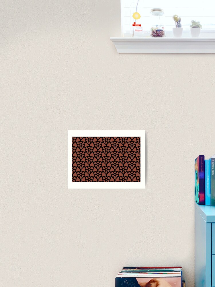 Thumbnail 2 von 3, Kunstdruck, Clay Brown and Black Shield Shape Tile Pattern Pairs Sherwin Williams 2022 Popular Color Sierra Redwood SW 7598 - Colour Trends- Shade - Hue designt und verkauft von ColorOfTheYears.