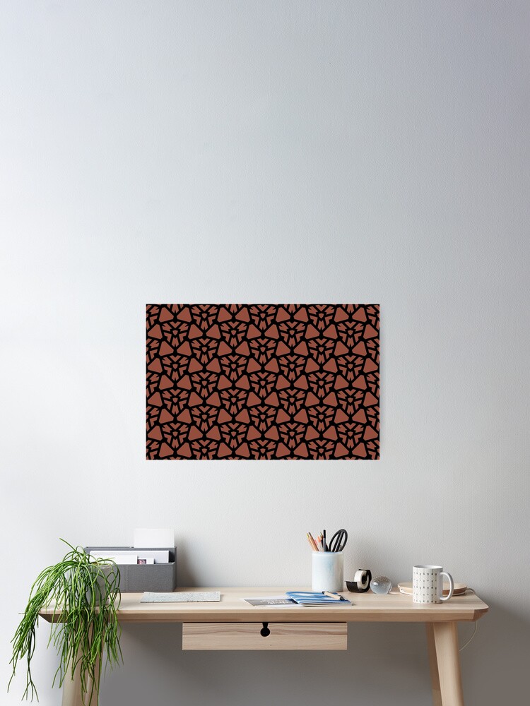Thumbnail 2 von 3, Poster, Clay Brown and Black Shield Shape Tile Pattern Pairs Sherwin Williams 2022 Popular Color Sierra Redwood SW 7598 - Colour Trends- Shade - Hue designt und verkauft von ColorOfTheYears.