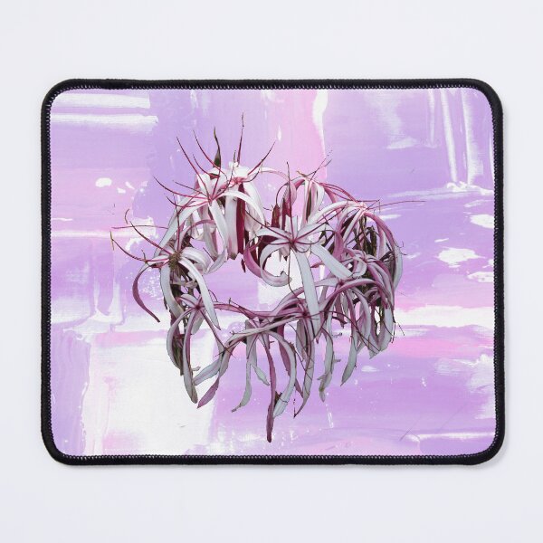 A ring of purple and white flowers against pastels Mouse Pad